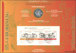 Block 71 Zeichner Und Dichter Wilhelm Busch - Numisblatt 3/2007 - Enveloppes Numismatiques