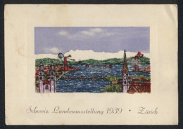 Seidenstick-AK Zürich, Schweiz. Landesausstellung 1939, Gesticktes Motiv Stadt  - Other & Unclassified