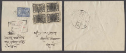NEPAL. C.1909-29. Local Reg Mixed Issues Env Incl 1/2a Black Imperf On Native Wore Paper Block Of Four Two Tete Beche Pa - Nepal