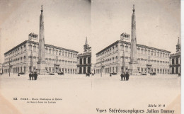 CARTE STEREOSCOPIQUE ITALIE ROME PLACE OBELISQUE ET PALAIS DE SAINT JEAN DE LA TRAN JULIEN DAMOY TBE - Estereoscópicas