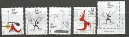 USA 1998 Alexander Calder SC.#3198/3202 - Cpl  5v Set GOOD USED Incl. #3202 With Sheet Corner + Plate Number - Oblitérés