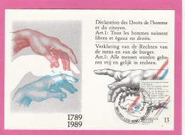 Carte Maximum - Belgique - 1989 - Déclaration Des Droits De L'homme - 1981-1990