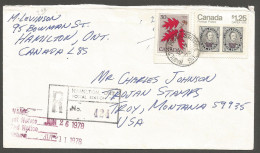 1978 Registered Cover $1.55 Capex/Trees CDS Hamilton Stn E Ontario To USA - Histoire Postale