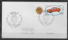 ITALIE   Lettre  Verona 1985     Football  Soccer  Fussball Voiture Fiat Abarth - Covers & Documents