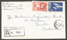1964 Registered Cover 40c Chemical/Geese CDS Sarnia To Toronto Ontario - Storia Postale