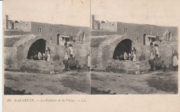 CARTE STEREOSCOPIQUE ISTRAEL NAZARETH LA FONTAINE DE LA VIERGE TBE - Stereoscope Cards