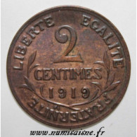 GADOURY 107 - 2 CENTIMES 1919 - TYPE DUPUIS - KM 841 - TTB+ - 2 Centimes