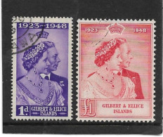 GILBERT AND ELLICE ISLANDS 1949 SILVER WEDDING SET FINE USED Cat £26.50 - Îles Gilbert Et Ellice (...-1979)