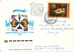 USSR (Estonia) Cover Sent To Sweden 21-3-1977 Art Stamp Painting And CHESS Cachet - Storia Postale