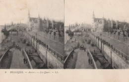 CARTE STEREOSCOPIQUE BELGIQUE ANVERS LES QUAIS TBE - Stereoscope Cards