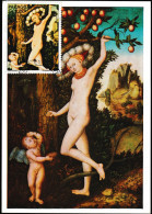 Paraguay 1975 Y&T 1489 Sur CM. Peinture, Lucas Cranach. Vénus. Femme à Poil, Et Son Petit Ange Qui La Regarde. Pommier - Naakt