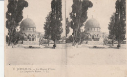 CARTE STEREOSCOPIQUE ISTRAEL JERUSALEM LA MOSQUEE D'OMAR LA COUPOLE DU ROCHER TBE - Stereoscope Cards