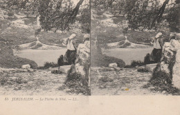 CARTE STEREOSCOPIQUE ISTRAEL JERUSALEM LA PISCINE DE SILOE TBE - Stereoscope Cards