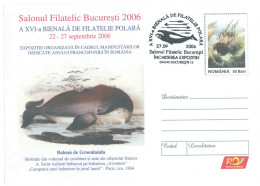 IP 2006 - 0140c Polar Philately, Greenland Whale, Romania - Stationery - Used - 2006 - Arctic Wildlife