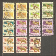 Russia: 14 Used Definitive Stamps In Pairs, Wild Animals, 2008, Mi#1482-96 - Oblitérés