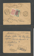 SAUDI ARABIA. 1953 (22 Apr) Mecque - Algeria, Constantine. Via Djeddah (23 April) Reverse Registered Air Multifkd Envelo - Saudi Arabia