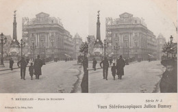 CARTE STEREOSCOPIQUE  BELGIQUE BRUXELLES PLACE DE BROUCKERE JULIEN DAMOY TBE - Estereoscópicas