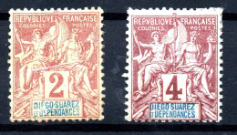 Lot De 2 Timbres FRANCE COLONIE  - DIEGO SUAREZ Année 1892 - YT N° 26 / 27 Neufs* - Nuovi