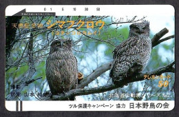 Japan 1V Owls Japan Wild Bird Association ( Hokkaido Animals  Card No.2 ) Advertising Used Card - Gufi E Civette