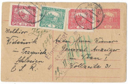 Czechoslovakia 1920 Trinec Hradchany Uprated Postal Stationery Card  1fp.21 - Cartes Postales