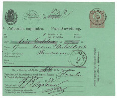 Hungary 1872 Postal Money Order Vojvodina Semlin To Panchova 1.h.3 - Interi Postali