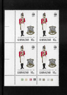 Gibraltar 1971 MNH Military Uniforms (Inverted Wmk) Corner Block Sg 293w - Gibraltar