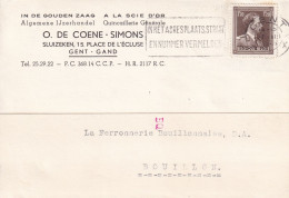 Á La Scie D'or Quincaillerie Générale O. De Coene- Simon 15 Place De L'écluse Gand 1953 - Lettres & Documents