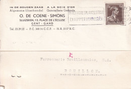 Á La Scie D'or Quincaillerie Générale O. De Coene- Simon 15 Place De L'écluse Gand 1953 - Briefe U. Dokumente