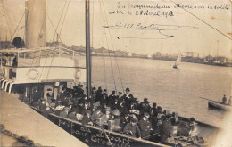 76-LA-HAVRE- CARTE-PHOTO- BÂTEAU 28 AVRIL 1913 DEPART POUR TROUVILLE - Porto