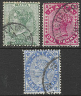 Malta. 1885-90 QV. 3 Used Values To 2½d (½d, 1d, 2½d) SG 20etc. M2126 - Malta