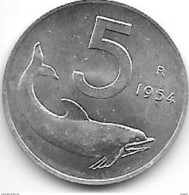 Italy 5 Lire 1954  Km 92  Unc !!!! - 5 Liras