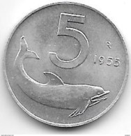 *italy  5 Lire   1955  Km 92  Unc !!! - 5 Lire