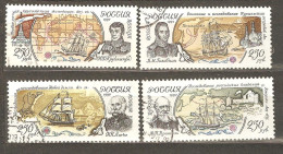 Russia: Full Set Of 4 Used Stamps, 300 Years Of Russian Navy. Explorations, 1994, Mi#404-7 - Gebraucht