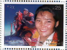 Pemba Doma Sherpa Mountaineer Postage Stamp 2010 Nepal MNH - Montañas