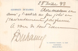 24-2612 : AUTOGRAPHE DE GEORGES DUHAMEL. 28 JUILLET 1933. VALMONDOIS. VAL-D'OISE - Schrijvers