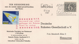 PAYS-BAS  611 Carte Raketen Gesellschaft Voyagé Par Fusée Flown By Rocket Cinderella 17.08.1961 - Lettres & Documents