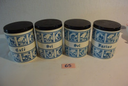 C65 Ensemble De 4 Pots De Cuisines Vintage Sel ... - Autres & Non Classés