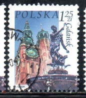 POLONIA POLAND POLSKA 2004 TOURISM MONUMENTS TOWN HALL NEPTUNE FOUNTAIN GDANSK 1.25z USATO USED OBLITERE' - Used Stamps