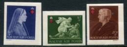 HUNGARY 1942 Red Cross Imperforate MNH / **.  Michel 696-98B - Unused Stamps