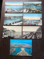 7 Postcards Lot Malta Grand Harbour Royal Navy Warships St Pauls Bay Saluting Battery Unposted - Malte