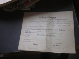 Anfrage Bogen  Wien 1925 Trauungsbestatigung - Österreich