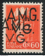 AMG. VG. - Cent. 60 Doppia Soprastampa A Sinistra - Mint/hinged