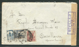 ESPAGNE 1937 Lettre Censurée De Seville Pour Casablanca Maroc - Nationalistische Censuur