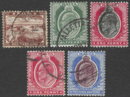 Malta. 1904-14 KEVII. 6 Used Values To 1/-. (¼d, ½d, 1d, 1d, 2½d). Mult Crown CA W/M SG 45b Etc. M2128 - Malta