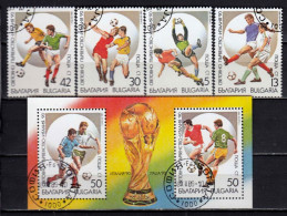 Bulgaria 1989 - Soccer , Football World Cup 1990, Italy, Mi-Nr. 3795/98 + Bl. 208A, Used - Usati