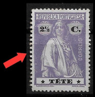 TETE 1914 CERES PRINT ERROR CLICHE VAR. MH NG (NP#72-P16-L6) - Tete