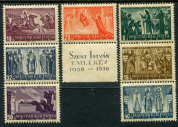 HUNGARY 1938 St.Stephen Anniversary Singles Ex Block MNH / **.  Michel 576-82 - Unused Stamps