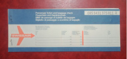 1979 SWISSAIR AIRLINES PASSENGER TICKET AND BAGGAGE CHECK - Biglietti