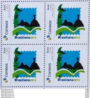 PB 29 Brazil Personalized Stamp Brasiliana 2013 Corcovado ECT New Logo Gummed 2017 Block Of 4 - Personalized Stamps