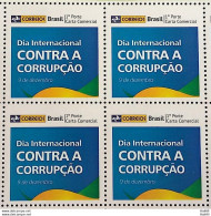 PB 03 Brazil Personalized Stamp Day Against Corruption Law ECT Old Logo 2013 Block Of 4 - Personalized Stamps